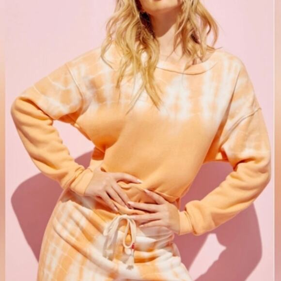 Wildfox Crop Sweatshirt Melon Orange Women's Medium New! - Picture 1 of 6